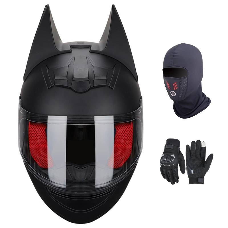 Integralhelm für Motorradfahrer, ECE-geprüft, Leichter Motocrosshelm für Erwachsene, Männer und Frauen, Straßenrad-/Scooter-Motorradhelme mit abnehmbaren Ohren B-4,L (54-56 cm) von GNIUBBDB