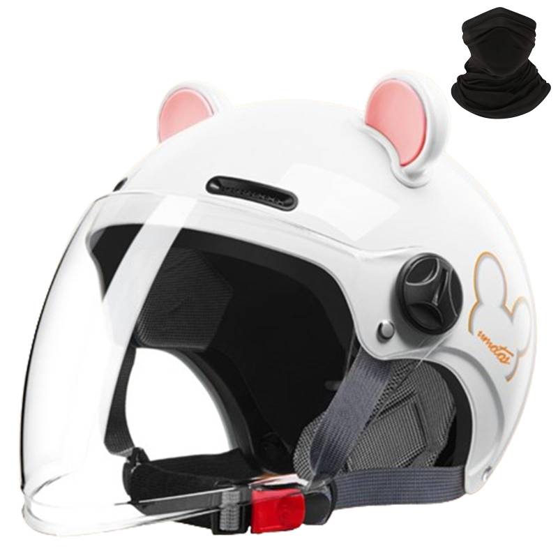 Offener 3/4 halber Motorradhelm mit Ohren, ECE Genehmigter offener Helm für Erwachsene Roller, Go-Kart ATV Rennradhelme für Männer und Frauen (J, 56-62CM) von GNIUBBDB