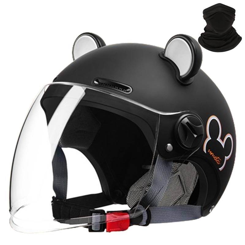 Offener 3/4 halber Motorradhelm mit Ohren, ECE Genehmigter offener Helm für Erwachsene Roller, Go-Kart ATV Rennradhelme für Männer und Frauen (L, 56-62CM) von GNIUBBDB