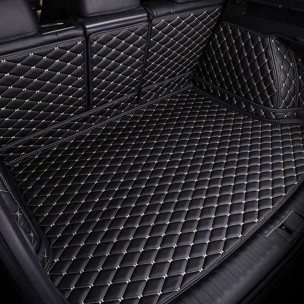 Auto Leder Kofferraummatten, für FORD Edge 2021 (seven seats) VollstäNdige Abdeckung Kofferraumwanne Antirutschmatte Kofferraum Schutzmatte ZubehöR,C-Black Beige von GNTHERF