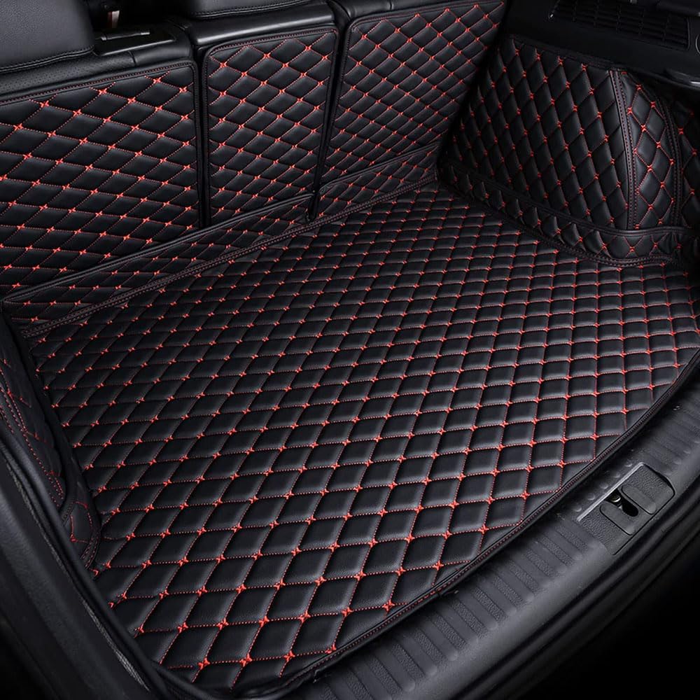 Auto Leder Kofferraummatten, für MAZAD CX-5 2017-2023 VollstäNdige Abdeckung Kofferraumwanne Antirutschmatte Kofferraum Schutzmatte ZubehöR,B-Black Red von GNTHERF