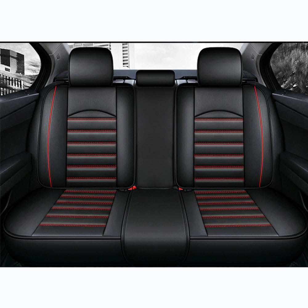 Auto Sitzbezüge, für Peugeot 308 SW P5 T9 2014-2023 Sitzbezügesets PU Leder Allwetter Atmungsaktiv Verschleißfest Auto Zubehör Airbag Kompatibel,A/Black-red von GNTHERF