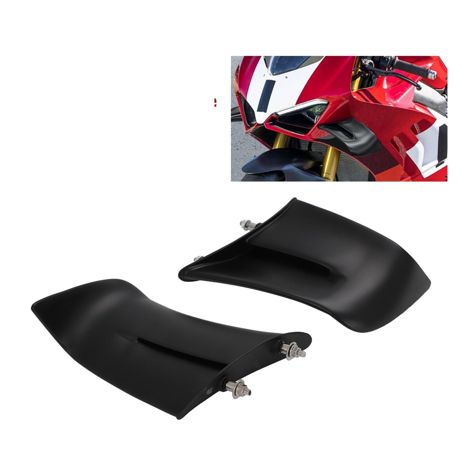 GNUFOPI Kompatibel mit Ducati Panigale V4 V4S V4R 2022 2023 Motorrad Winglets Seitenteile Feste Flügel Aerodynamik Verkleidung Kit Finne Spoiler ABS (Kohlefaser) von GNUFOPI