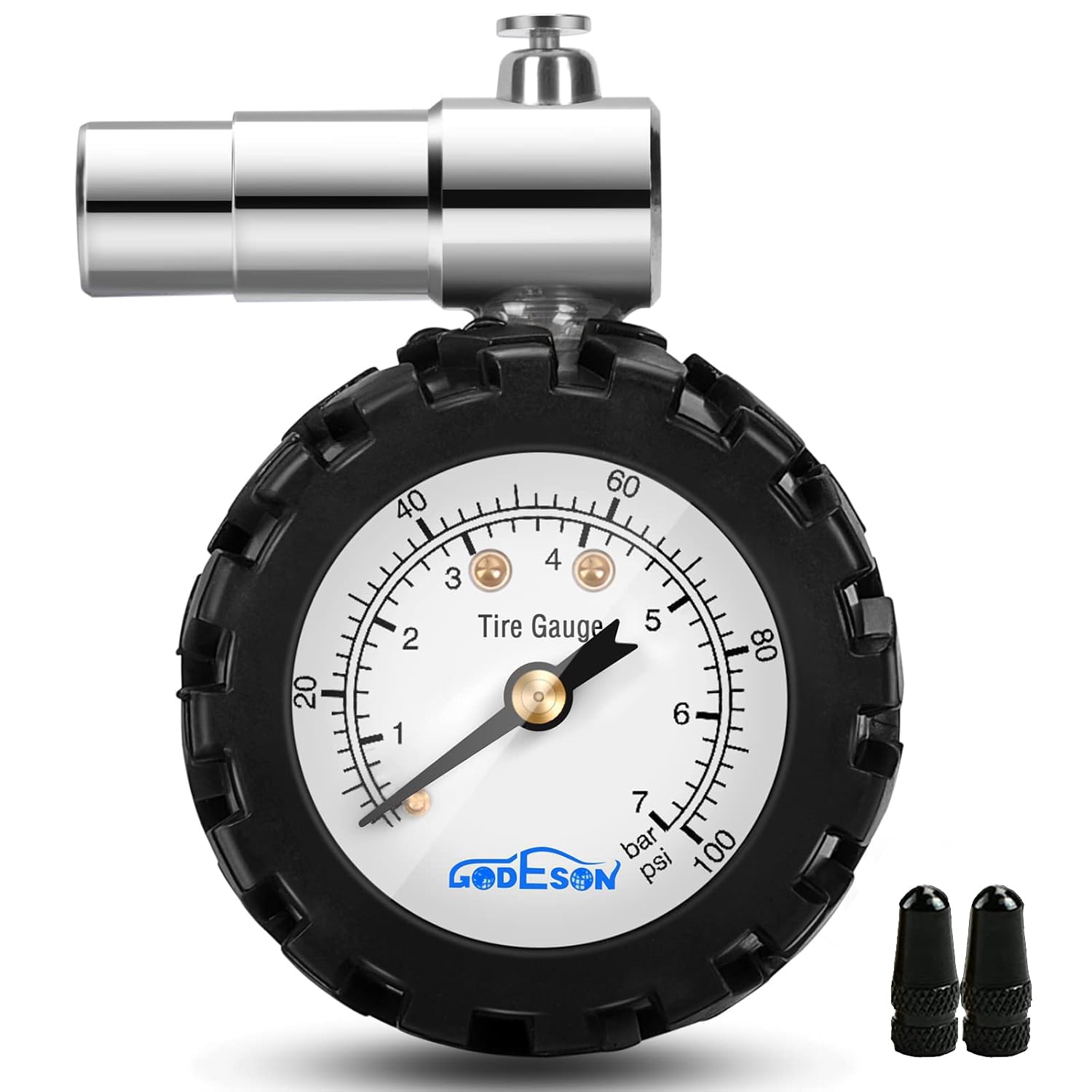 Godeson Fahrradreifen Manometer,100PSI/7Bar Fahrrad Reifendruckmesser für Presta Ventil,Fahrradzubehör Suitbale für Rennrad,Mechanisches Manometer,Keine Batterien von GODESON