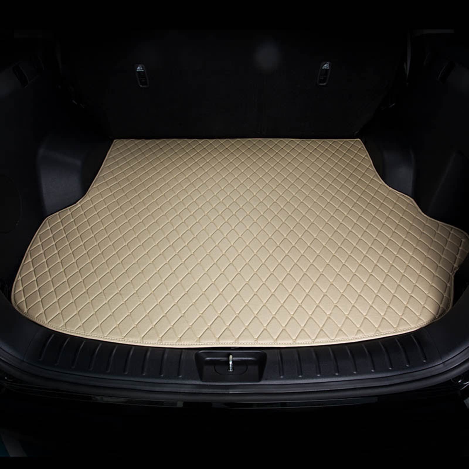 Kompatibel mit Audi Q3 2017+, Custom Car Leather Boot Mats, All Weather Heavy Duty Leather Boot Mats,1-Beige von GODSLLY