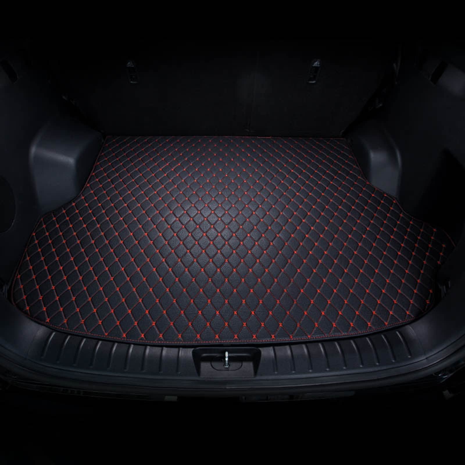 Kompatibel mit Audi SQ5 2014-2017, Custom Car Leather Boot Mats, All Weather Heavy Duty Leather Boot Mats,5-Black Red von GODSLLY