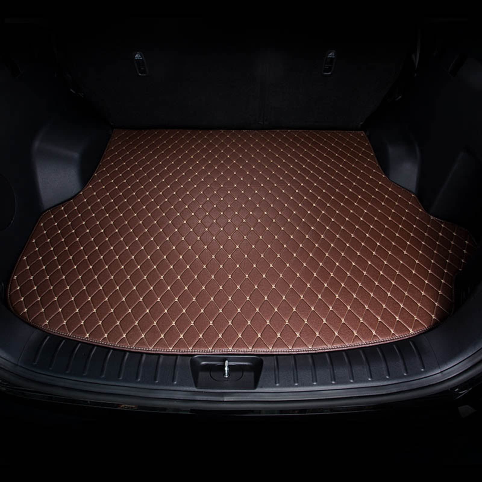 Kompatibel mit BMW 7 Series 2002-2008 e65, Custom Car Leather Boot Mats, All Weather Heavy Duty Leather Boot Mats,2-Coffee von GODSLLY