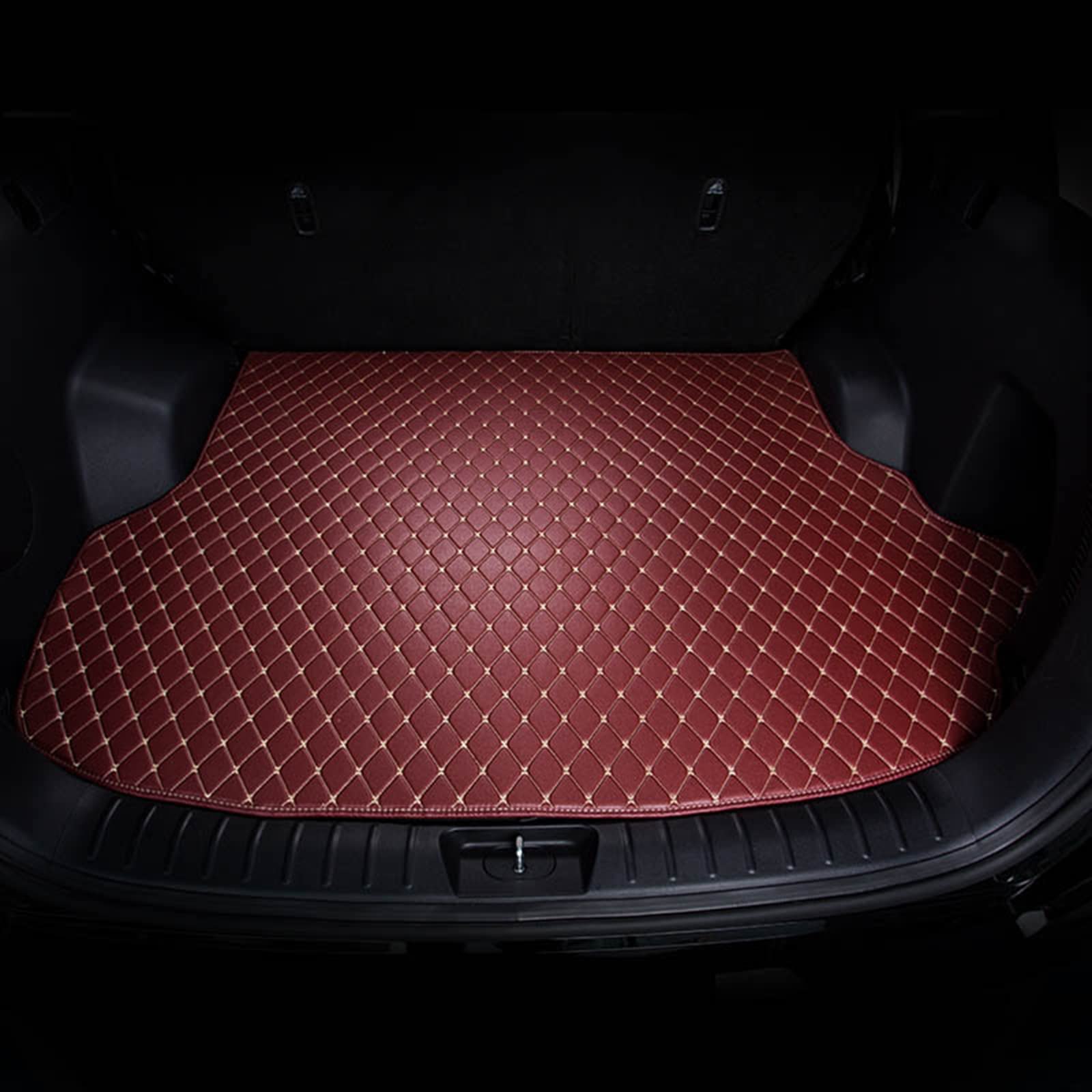Kompatibel mit BMW 7 Series 2002-2008 e65, Custom Car Leather Boot Mats, All Weather Heavy Duty Leather Boot Mats,4-Wine Red von GODSLLY