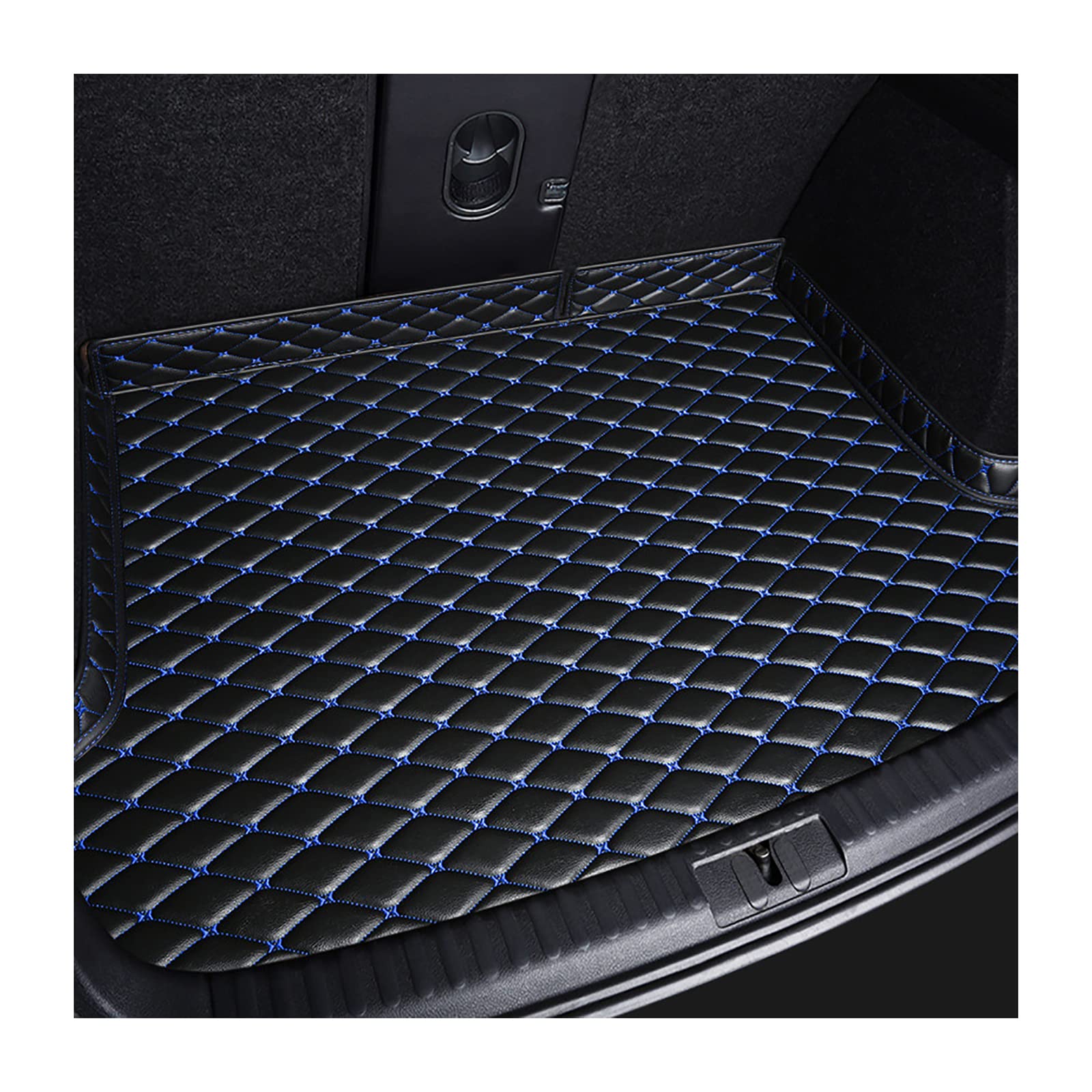 Kompatibel mit HONDA Fit Jazz 2008-2013, Custom Car Leather Boot Mats mit Erhöhtem Rand, All Weather Heavy Duty Leather Boot Mats,3-Black Blue von GODSLLY