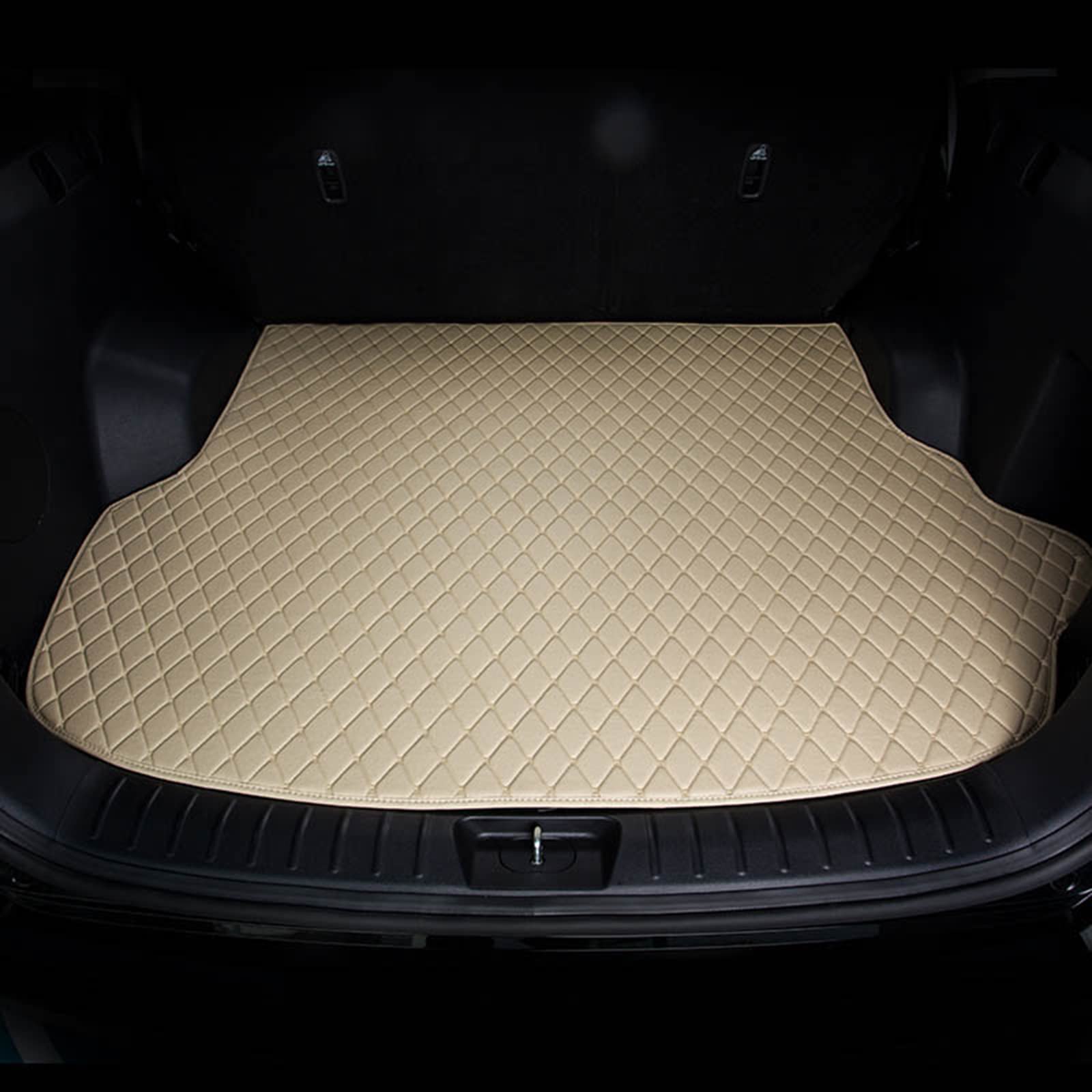 Kompatibel mit Land Rover Evoque Cabriolet 2016+, Custom Car Leather Boot Mats, All Weather Heavy Duty Leather Boot Mats,1-Beige von GODSLLY