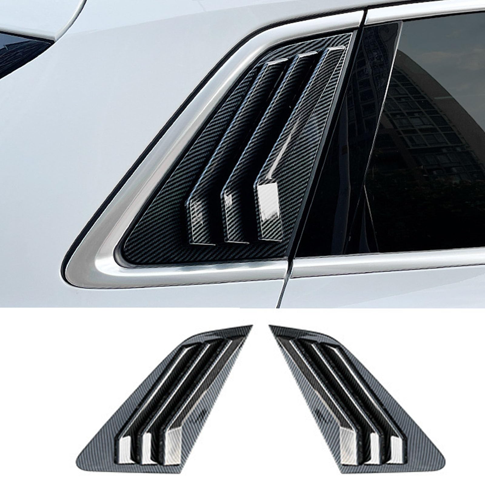 Lamellen für Hintere Seitenfenster, Kompatibel für Audi A3 2021-2022 Hatchback, 2 Stück Hinten Schwarz Seitenfenster Lüftungsschlitze Jalousien, B Carbon Fiber Look von GODSLLY