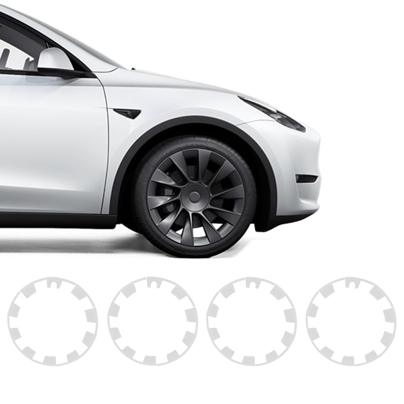 GOFOME Auto Felgenschutz 20/21 Zoll Kompatibel mit Tesla Model Y Zubehör, Felgenschutzringe Set für 4 Räder, Modular Gestaltete Felgen, Waterproof Rim Protector, Felgenschoner Auto Deko von GOFOME