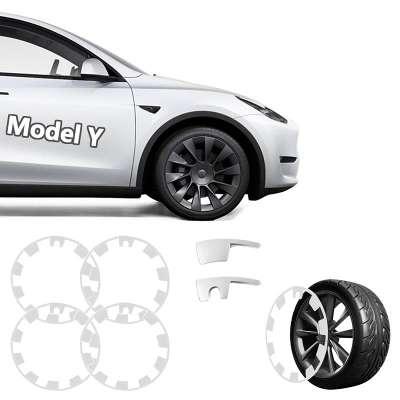 Auto Felgenschutz 20/21 Zoll Kompatibel mit Tesla Model Y Zubehör, Felgenschutzringe Set für 4 Räder, Modular Gestaltete Felgen, Waterproof Rim Protector, Felgenschoner Auto Deko von GOFOME