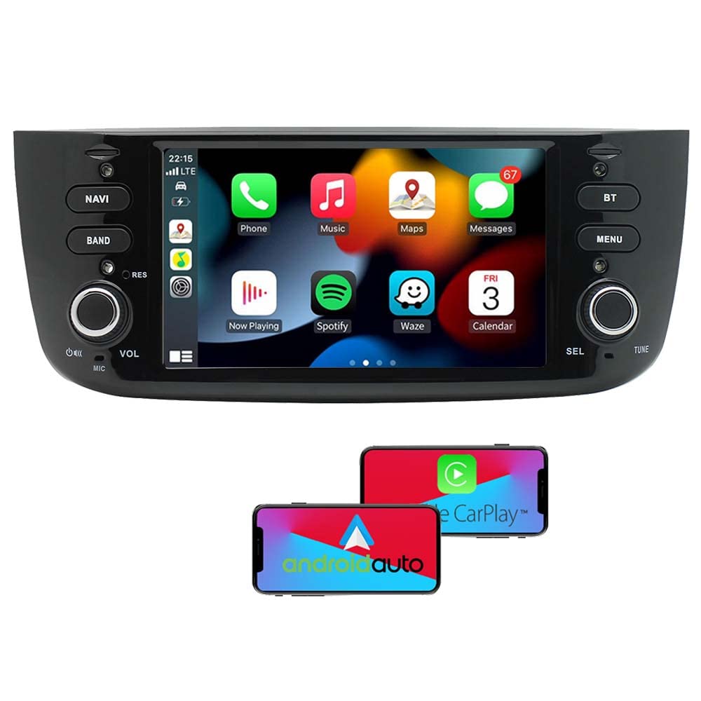 GOFORJUMP 7-Zoll-Doppel-Din-Carplay-Android-Auto-Autoradio, kompatibel mit FIAT Punto, unterstützt Bluetooth/Mirror Link/GPS-Navigation/SWC von GOFORJUMP