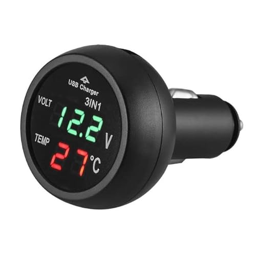 GOFORJUMP 3in1 DREI in einem Auto Digital LED Auto Thermometer USB Auto Ladegerät Zigarette Voltmeter 3 Funktionen 12 V / 24 V von GOFORJUMP