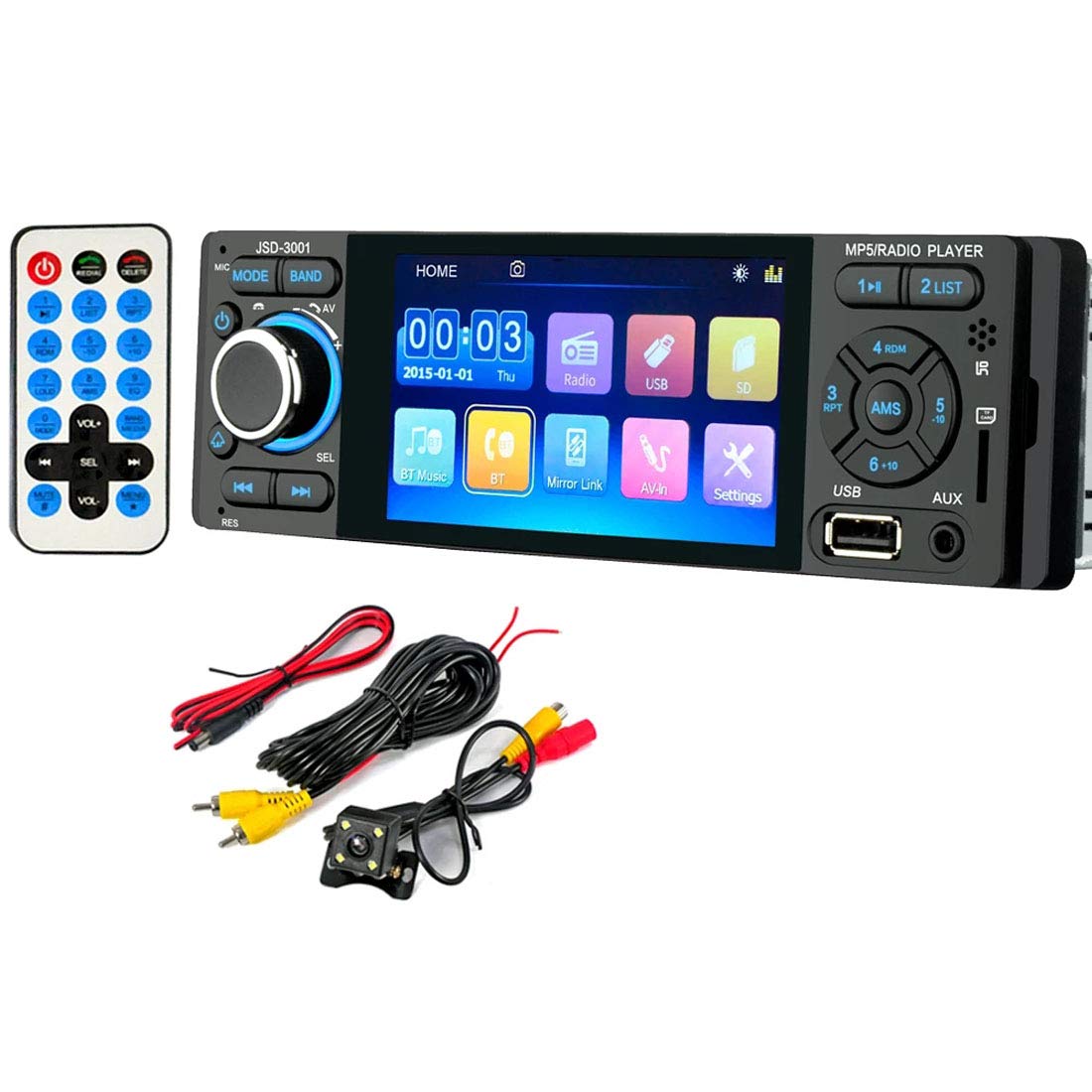 Autoradio 1 Din JSD-3001 Autoradio 4 Zoll Touchscreen Auto-Audiospiegel Verbindung Stereo Bluetooth Rückfahrkamera USB AUX Player von GOFORJUMP