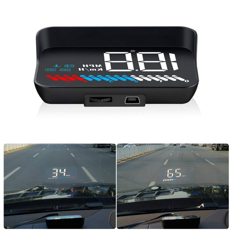 GOFORJUMP HUD OBD Head Up Anzeige OBD2 + GPS Dual System M7Head Up Anzeige GPS Überdrehzahl Auto Head Display Up OBD2 HUD Display M7 von GOFORJUMP