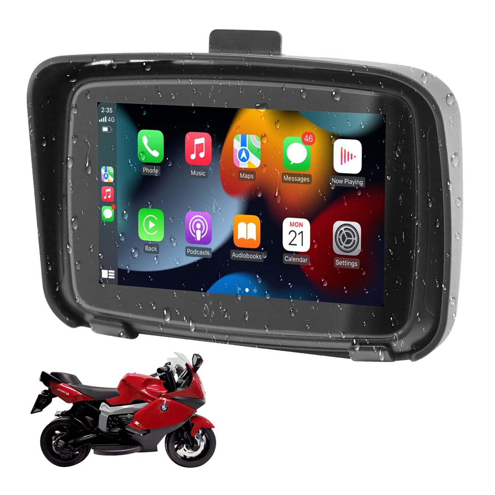 GOFORJUMP Wireless CarPlay & Android Auto 5" Zoll Touchscreen Motorrad Navigator IPX7 wasserdichte Motorrad Bluetooth Verbindung von GOFORJUMP