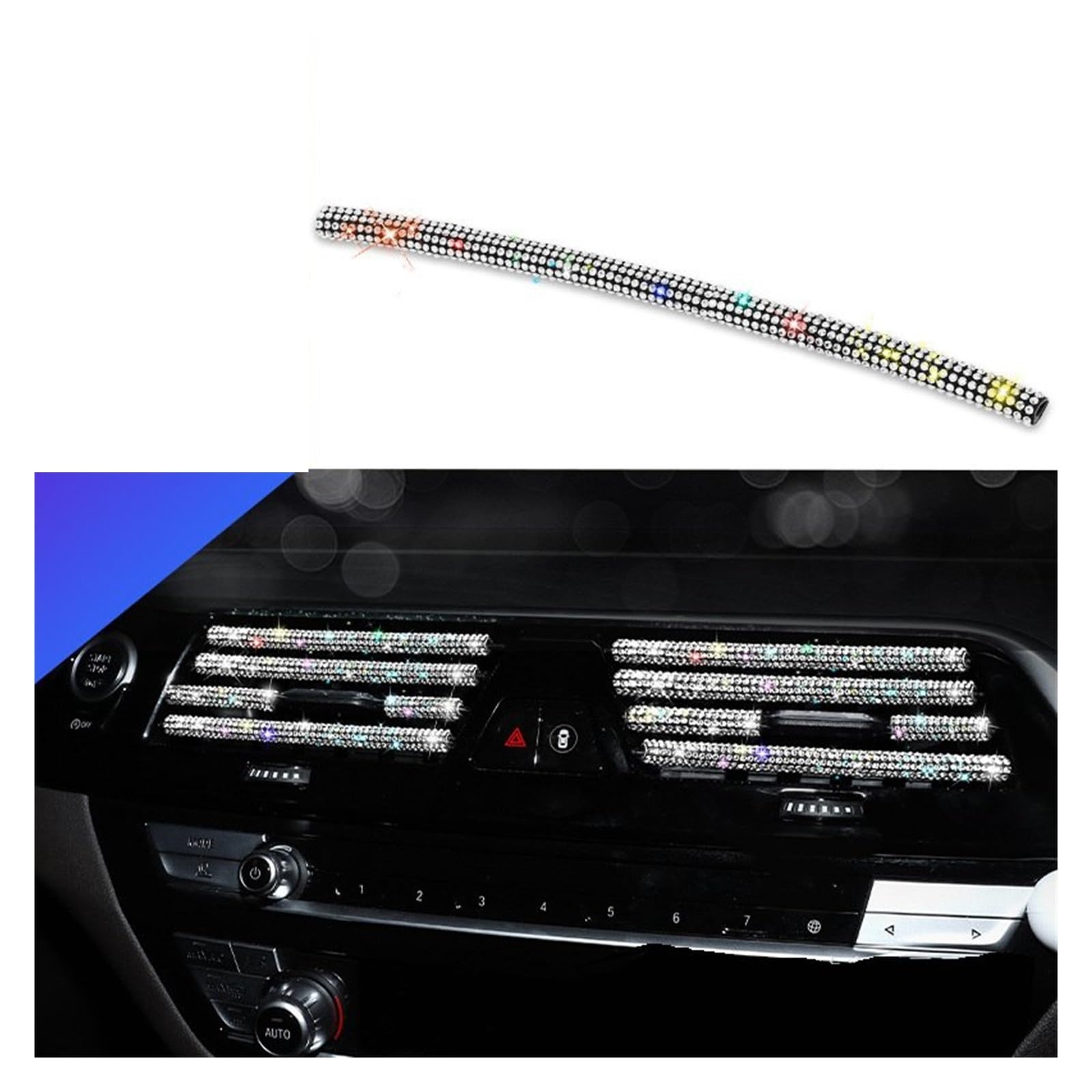 Automobilinnenraum Auto-Innenausstattung Diamant Auto Klimaanlage Steckdose Dekorative Streifen Universal U Form Clip Strass Kühlergrill Aufkleber Auto Innenraum von GOINTDJD