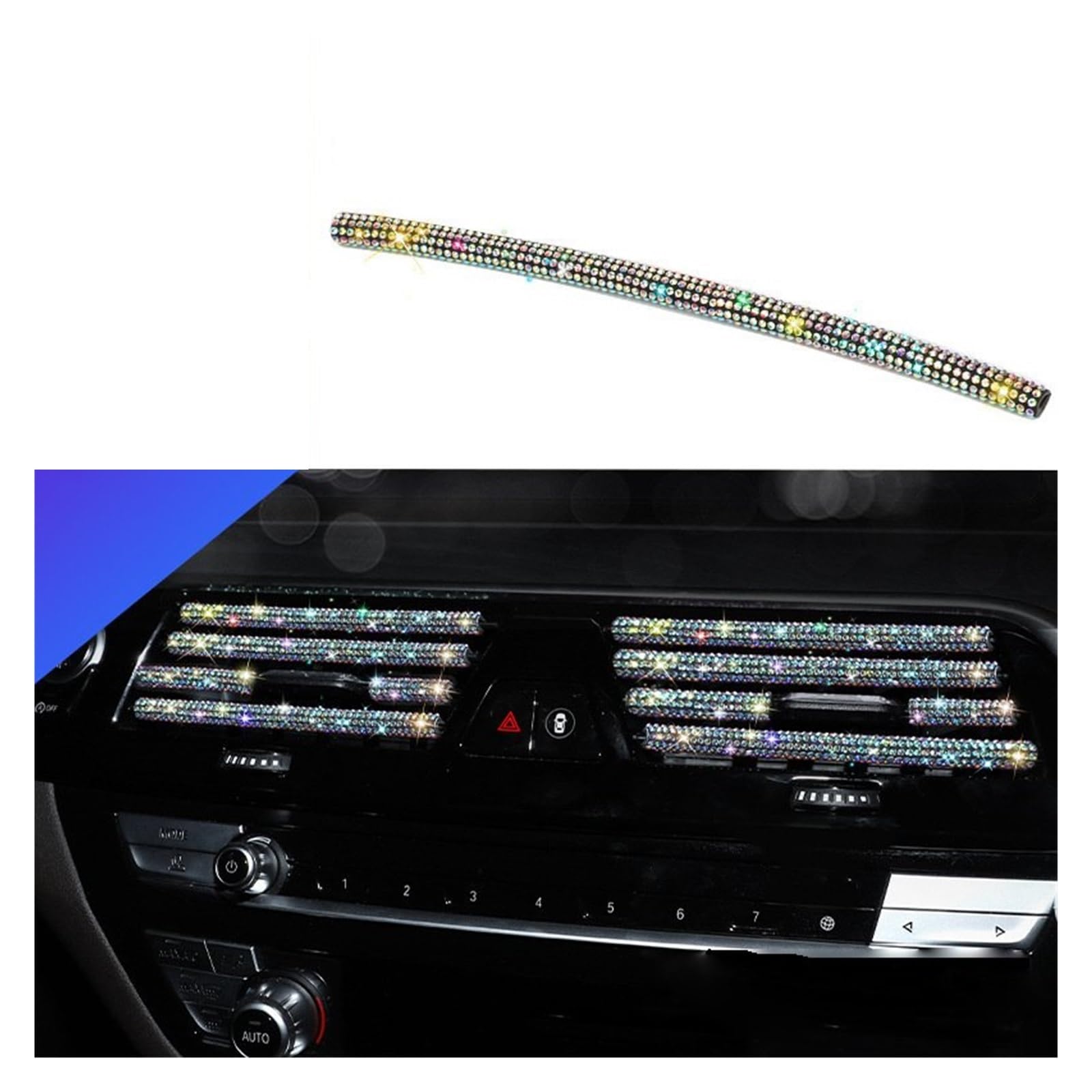 Automobilinnenraum Auto-Innenausstattung Diamant Auto Klimaanlage Steckdose Dekorative Streifen Universal U Form Clip Strass Kühlergrill Aufkleber Auto Innenraum von GOINTDJD