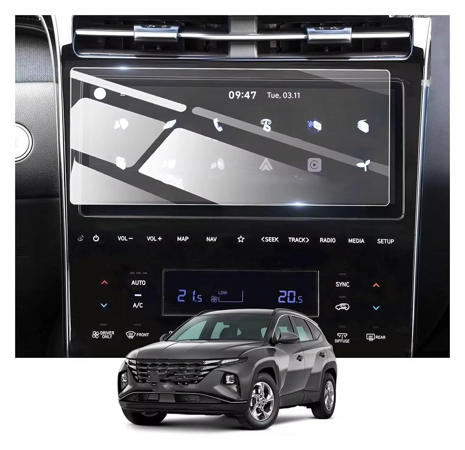 Displayschutz Für Hyundai Für Tucson NX4 2021-2023 2024 10,25 Zoll LCD-Autoradio GPS-Navigation Displayschutzfolie Aus Gehärtetem Glas Displayschutzfolie von GOINTDJD