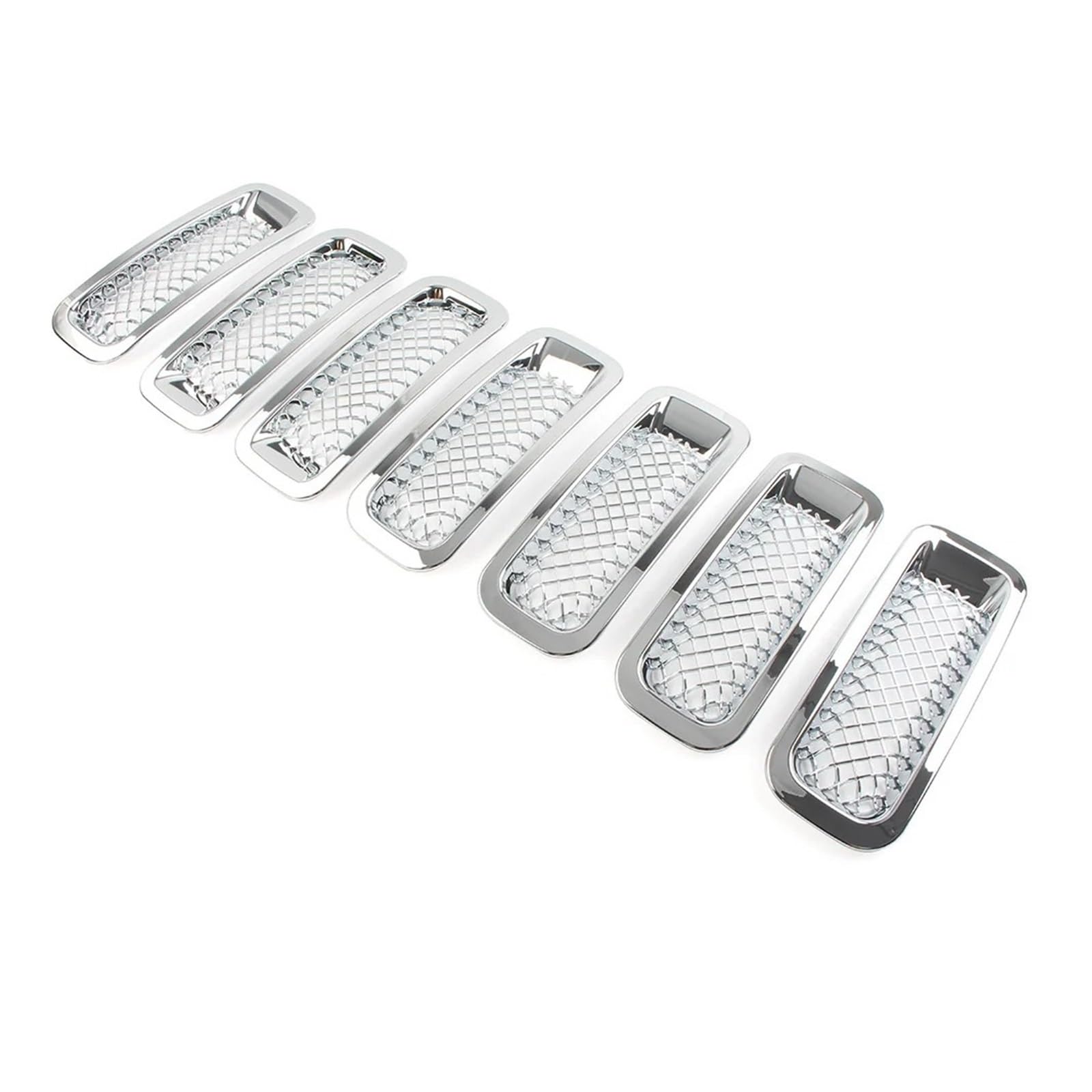 Kühlergrill 7Pcs Für Jeep Für Patriot 2011 2012 2013 2014 2015 2016 2017 Glänzend Schwarz/Chrom Auto Front Kühler Mesh Grille Grill Abdeckung Nieren Kühlergrill(Chrom) von GOINTDJD