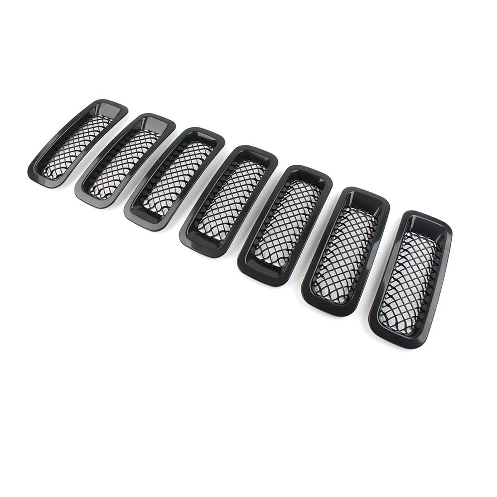 Kühlergrill 7Pcs Für Jeep Für Patriot 2011 2012 2013 2014 2015 2016 2017 Glänzend Schwarz/Chrom Auto Front Kühler Mesh Grille Grill Abdeckung Nieren Kühlergrill(Schwarz) von GOINTDJD