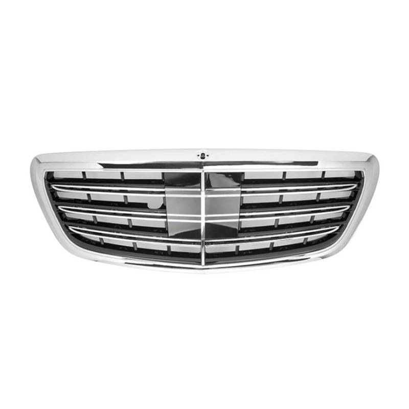 Kühlergrill Auto Front Stoßstange Racing Grill Für Benz Für S-Klasse W222 S300 S400 S500 S65 2014-2020 Schwarz Chrom Frontgrill Nieren Kühlergrill(Silber) von GOINTDJD