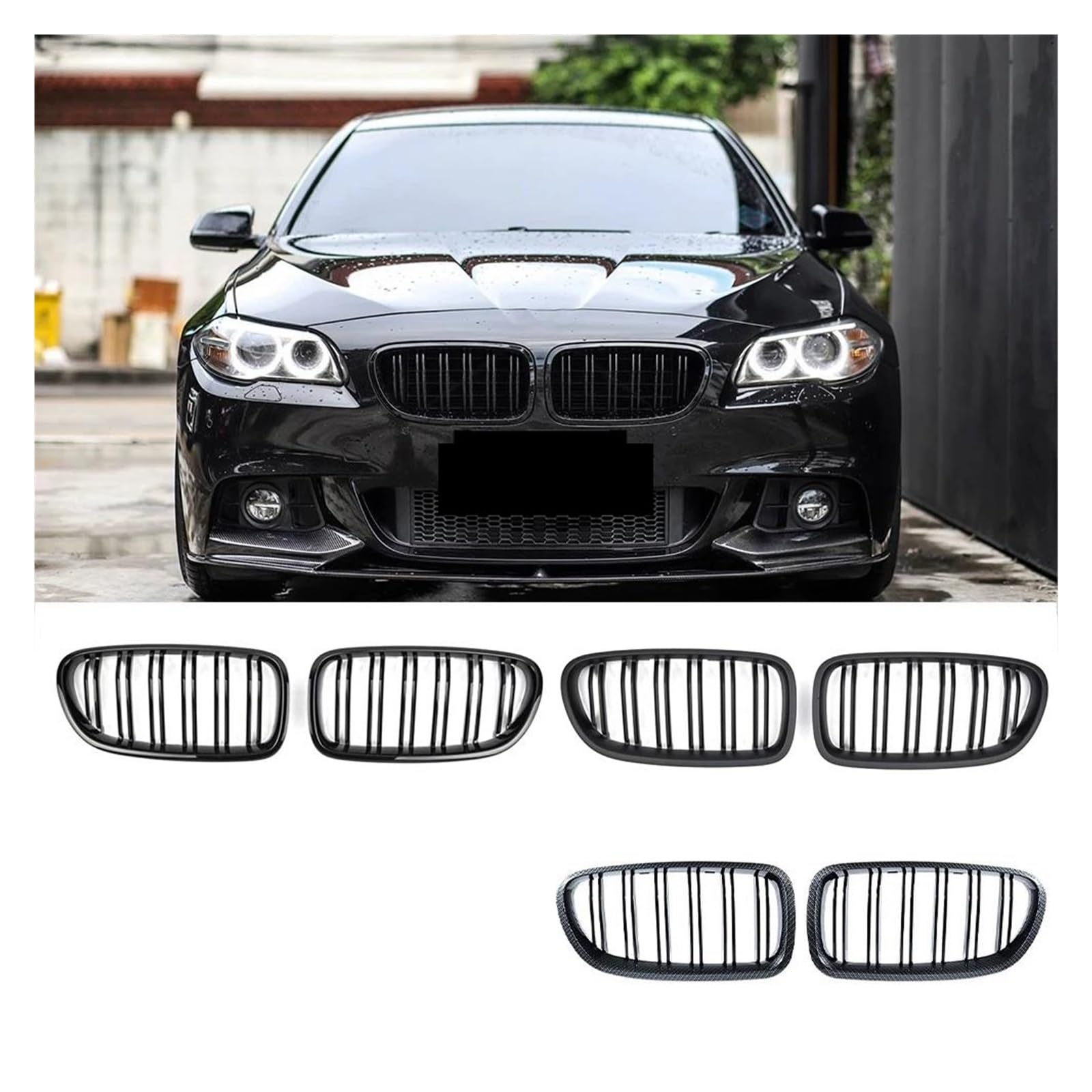 Kühlergrill Für 5 Series F10 F11 F18 520d 530d 540i 2010 2011-2017 Auto Glanz Schwarz Niere Grill Dual Lamellen Racing Grill Nieren Kühlergrill(Matt-schwarz) von GOINTDJD