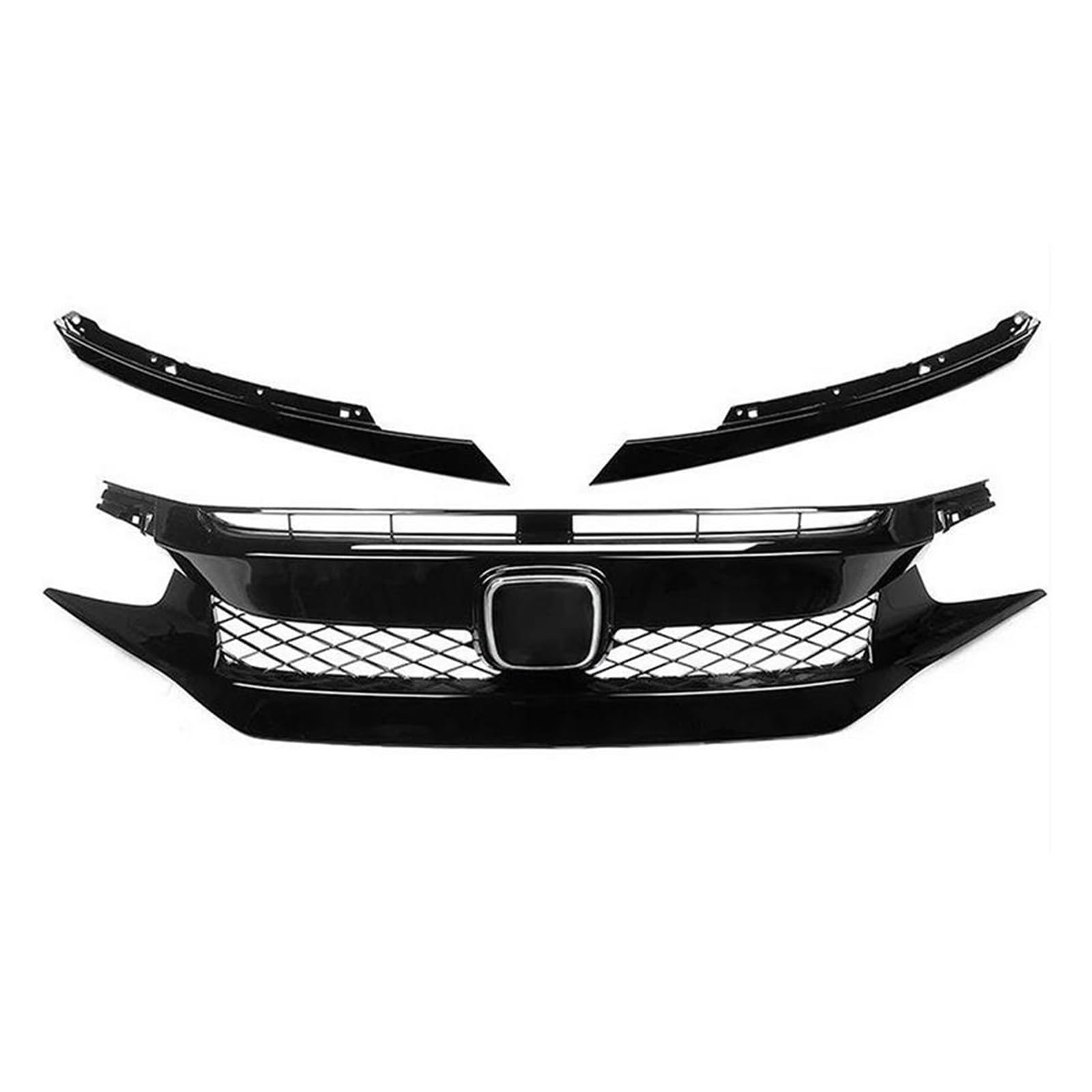 Kühlergrill Für Civic 10th Gen 2016-2021 Auto Grid Splitter Oberen Stoßfänger Haube Mesh Grills Außen Schwarz Front Grille Racing Grill Net Nieren Kühlergrill(16-18 Type 1) von GOINTDJD