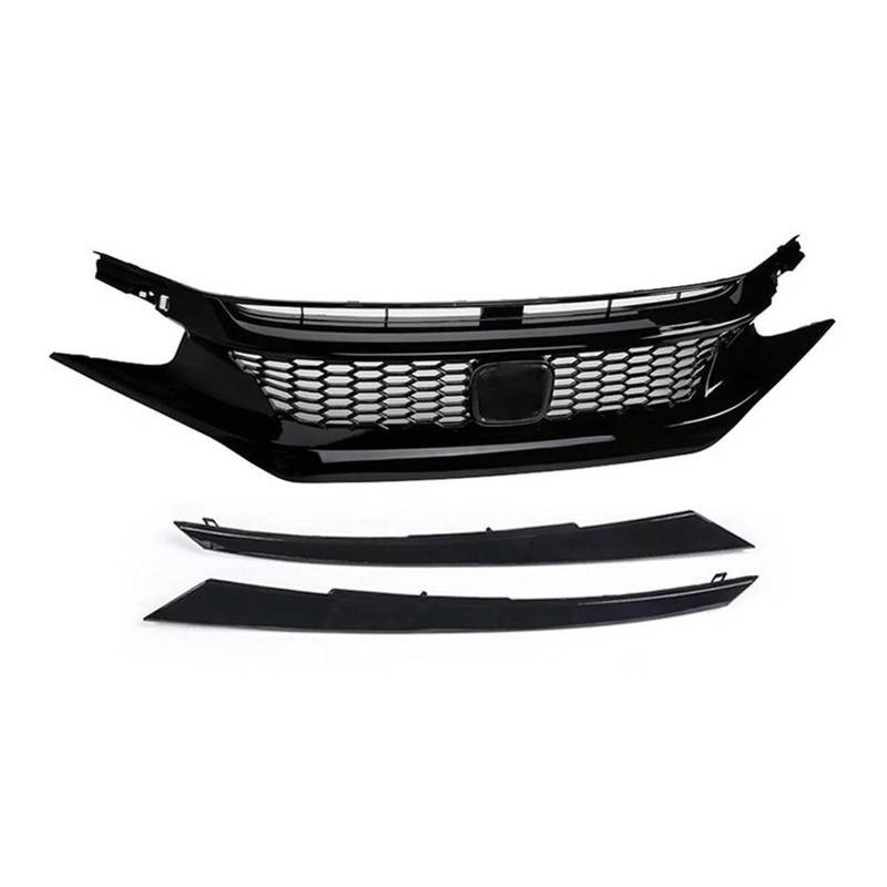 Kühlergrill Für Civic 10th Gen 2016-2021 Auto Grid Splitter Oberen Stoßfänger Haube Mesh Grills Außen Schwarz Front Grille Racing Grill Net Nieren Kühlergrill(16-18 Type 2) von GOINTDJD