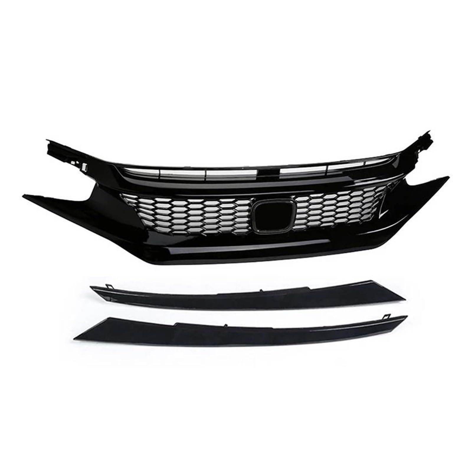 Kühlergrill Für Civic 10th Gen 2016-2021 Auto Grid Splitter Oberen Stoßfänger Haube Mesh Grills Außen Schwarz Front Grille Racing Grill Net Nieren Kühlergrill(2021 Type 2) von GOINTDJD