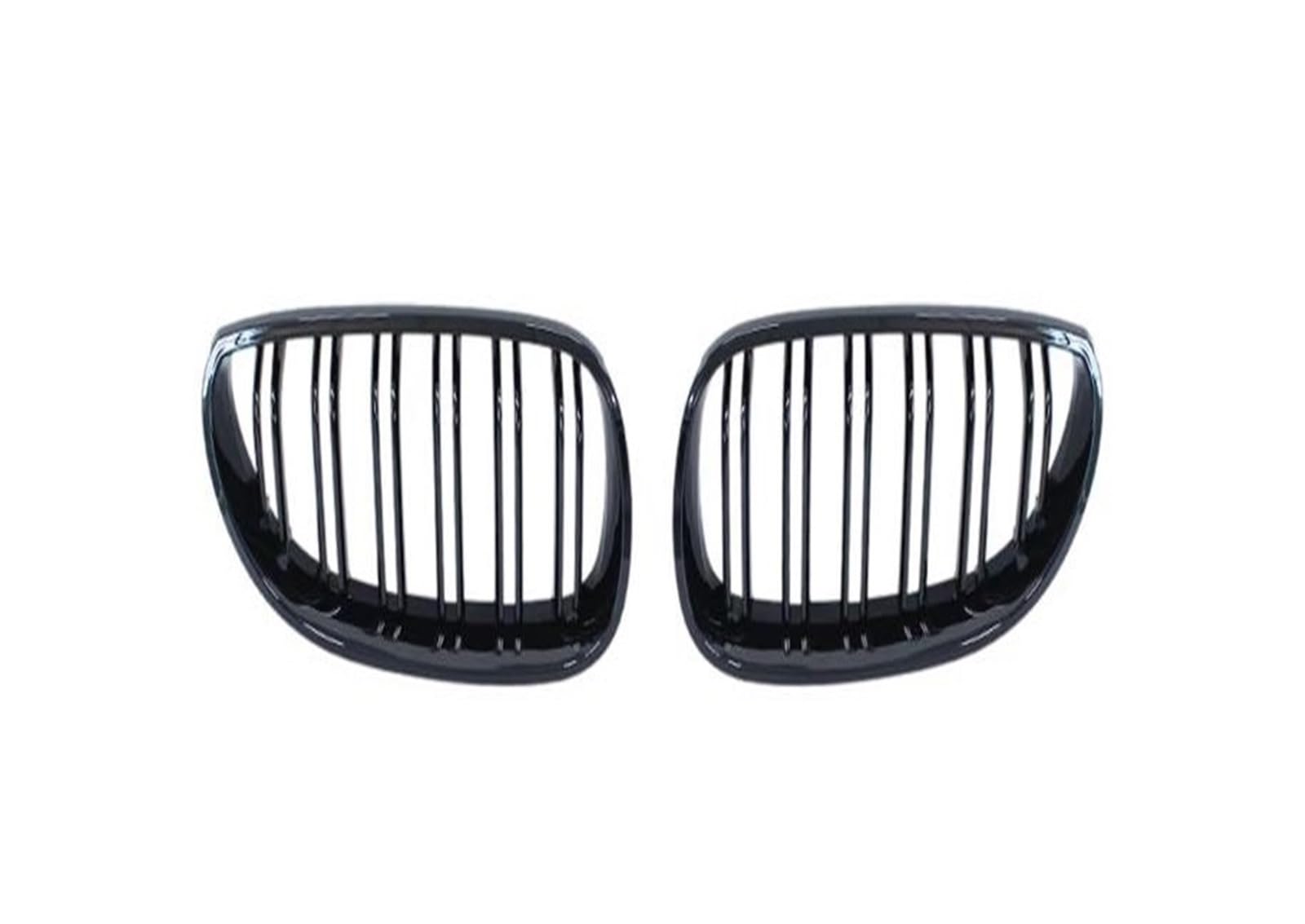 Kühlergrill Für E60 E61 5 Series 2003-2009 Auto Frontstoßstangengrill Nieren-Racing-Grillgitter Glanzschwarz Doppellamelle Nieren Kühlergrill(Double Line Black) von GOINTDJD