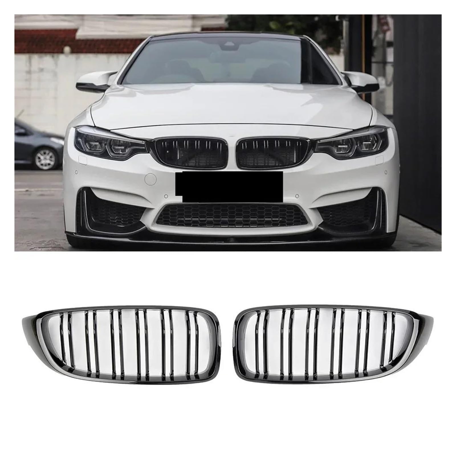 Kühlergrill Für F32 F33 F36 F80 F82 2013-2020 Cabriolet Coupe 425i 430i 440i 435i Front Nierengrill Lamellen M4 Stil Grill Glänzend Schwarz Nieren Kühlergrill(Glossy Black) von GOINTDJD