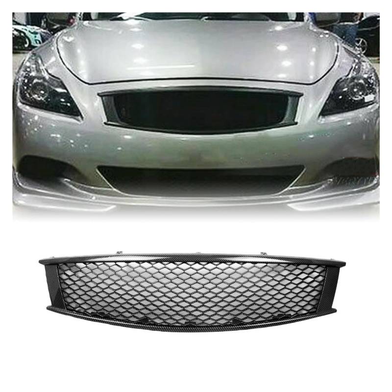 Kühlergrill Für Infiniti G G37 Q60 Coupe 2 Türer 2008–2013 Grill Vorderer Grill Wabenstruktur Karbonfaser-Optik/Glanz/Mattschwarz Stoßstangenhaube Nieren Kühlergrill(Kohlefaser-Optik) von GOINTDJD