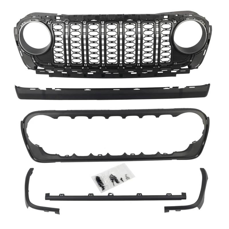 Kühlergrill Für Jeep Für Wrangler JL 2018-2024 Für Gladiator ABS Blackout Keine Kamera Loch Frontgrill Gitter Grill Schutz Nieren Kühlergrill von GOINTDJD