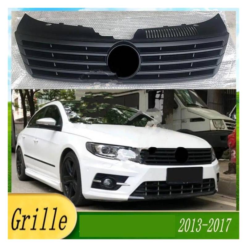 Kühlergrill Für VW Für Passat CC 2013 2014 2015 2016 2017 Auto Front Stoßstange Grille Center Panel Styling Oberen Racing Grill Nieren Kühlergrill(Matt-schwarz) von GOINTDJD