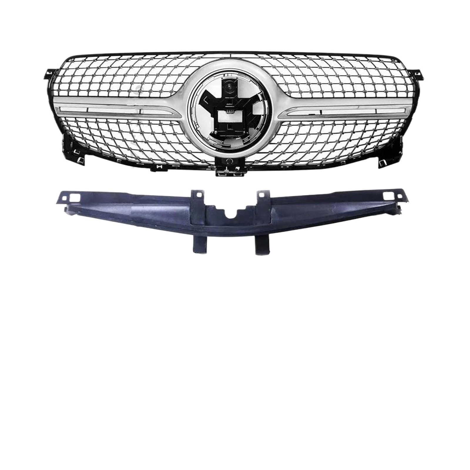 Kühlergrill Für W167 Für Benz Für GLE 350 450 2020-2023 Upgrade Fronthaubengrill Renngrill GT Diamond Sport Body Kit Verkleidung Nieren Kühlergrill(D Silvery) von GOINTDJD