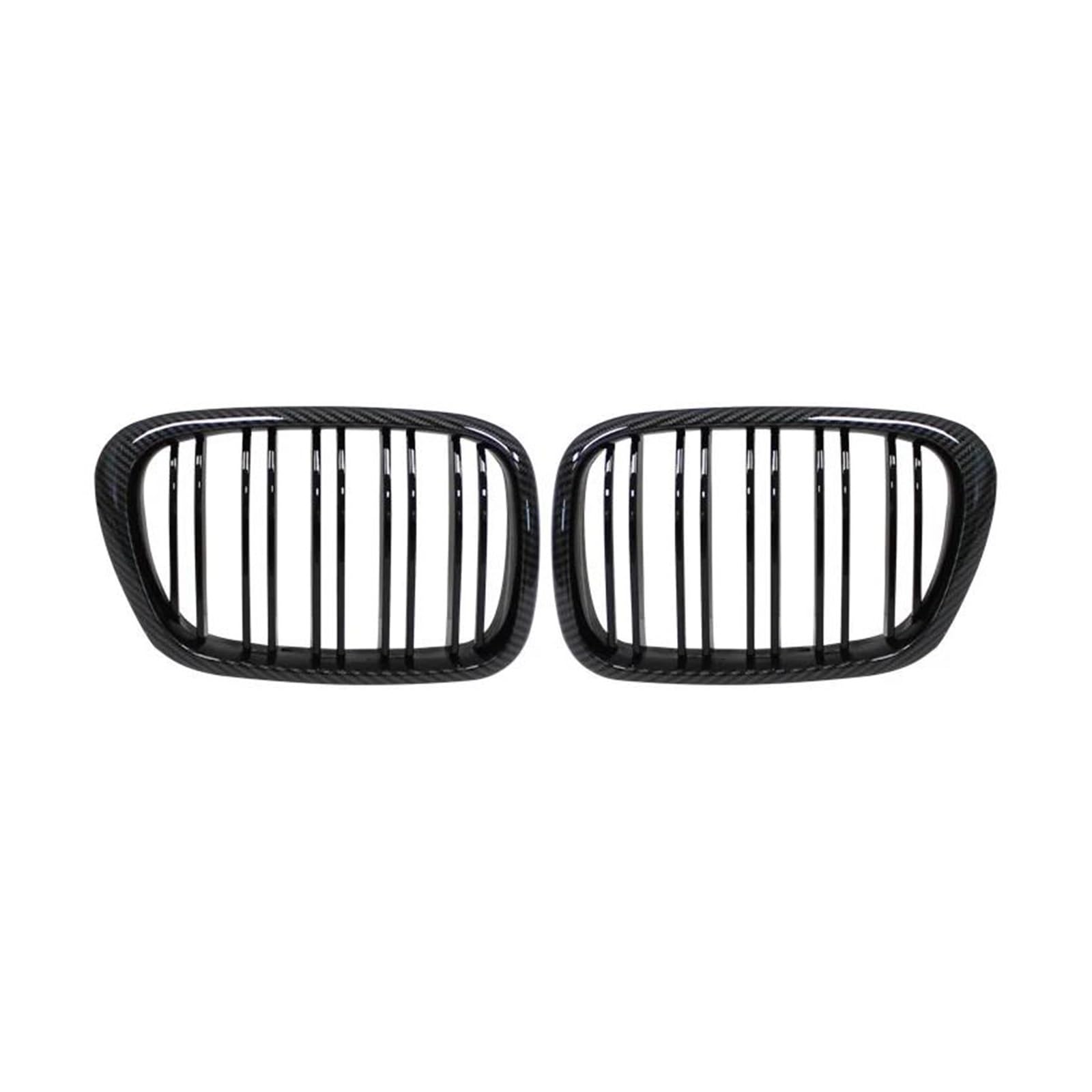 Kühlergrill Schwarz Glänzender Kühlergrill Für E39 5er-Serie 525 528 1999-2003 Auto-Fronthaubengrill Nierengitter Renngrill Zubehör Dual Line Nieren Kühlergrill(Kohlefaser) von GOINTDJD