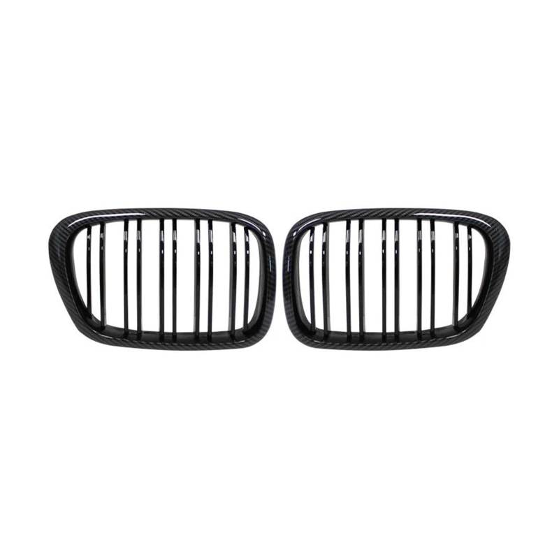 Kühlergrill Schwarz Glänzender Kühlergrill Für E39 5er-Serie 525 528 1999-2003 Auto-Fronthaubengrill Nierengitter Renngrill Zubehör Dual Line Nieren Kühlergrill(Kohlefaser) von GOINTDJD