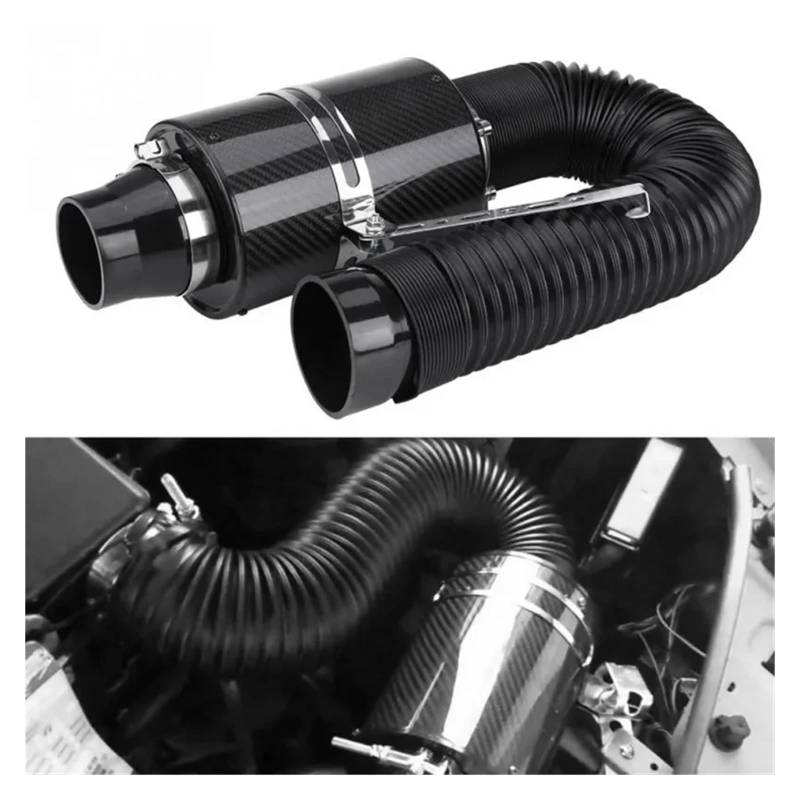 Luftansaugschlauch 1 Set Universal Auto Kaltluftfilter Feed Geschlossene Intake Induktion Rohr Schlauch Kit Carbon Fibre Luftfilter Adapter Faltenbalg Auto Luft Ansaug von GOINTDJD