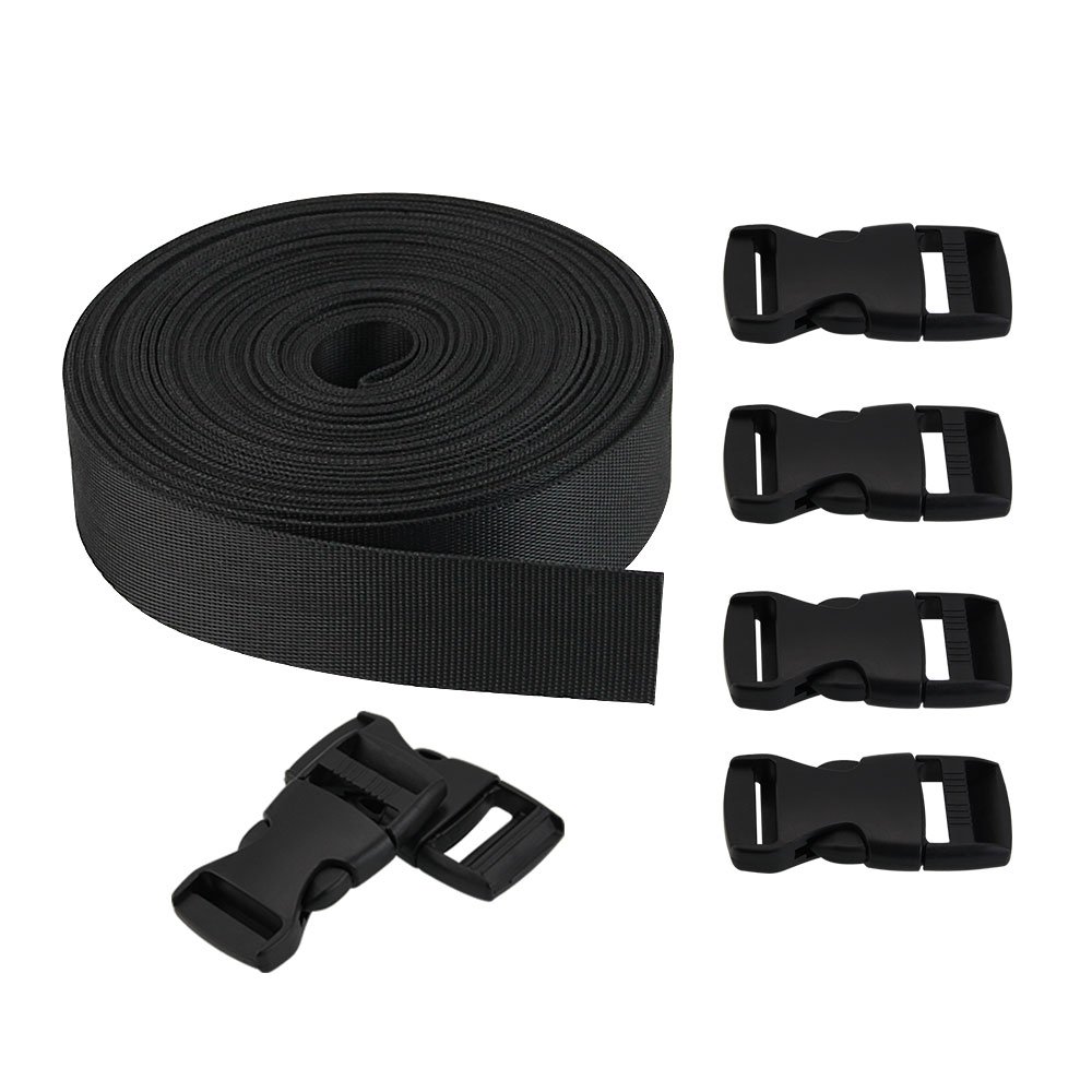 GOLRISEN Nylon Gurtband 25 mm*10 Yard Nylongurte Nylongurtband Gepäckgurte Nylon Gurtband Verpackungsgurte Koffergurt Rucksackgurt Packriemen mit 6 Verstellbare Schnallen für DIY Rucksack Umreifung von GOLRISEN