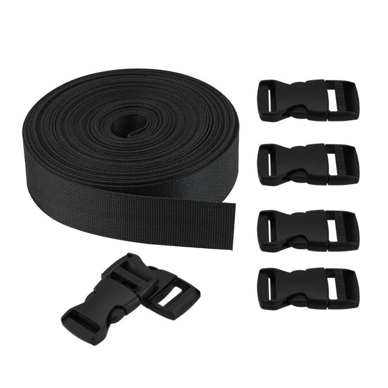 GOLRISEN 10 Yard Nylon Gurtband 25mm Nylongurte Nylongurtband Gepäckgurte Nylon Gurtband Verpackungsgurte Koffergurt Rucksackgurt Packriemen mit 6 Verstellbare Schnallen für DIY Rucksack Umreifung von GOLRISEN