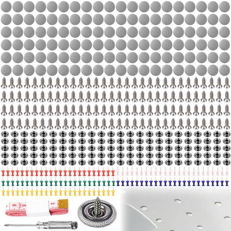 120 Stück Dachhimmel Reparatur Set,GOMETY Grau Auto Reparatur Nieten Universal Auto Dach Nieten mit 120 Stecknadeln 1 Schraubendreher 1 Maßband AAutohimmel Nieten Set für Alle Autos von GOMETY