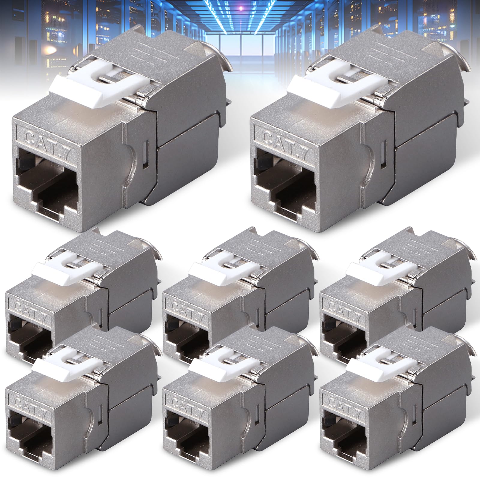 8 Stück CAT 7 Keystone Modul Schneidklemme, RJ45 Keystone Jack Modul Verlegekabel Verbinder Werkzeuglos Netzwerk 10 Gbit/s Buchse Jack für CAT7 Netzwerkkabel von GOMETY