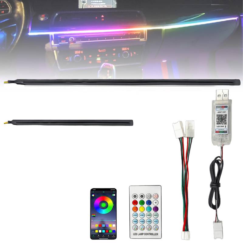 Auto LED Innenbeleuchtung, 110cm RGB USB Port Auto Ambientebeleuchtung LED Strip mit APP Steuerung und Fernbedienung Neon Dynamic Chasing Music Sync Geschenke Männer Frauen von GOMETY