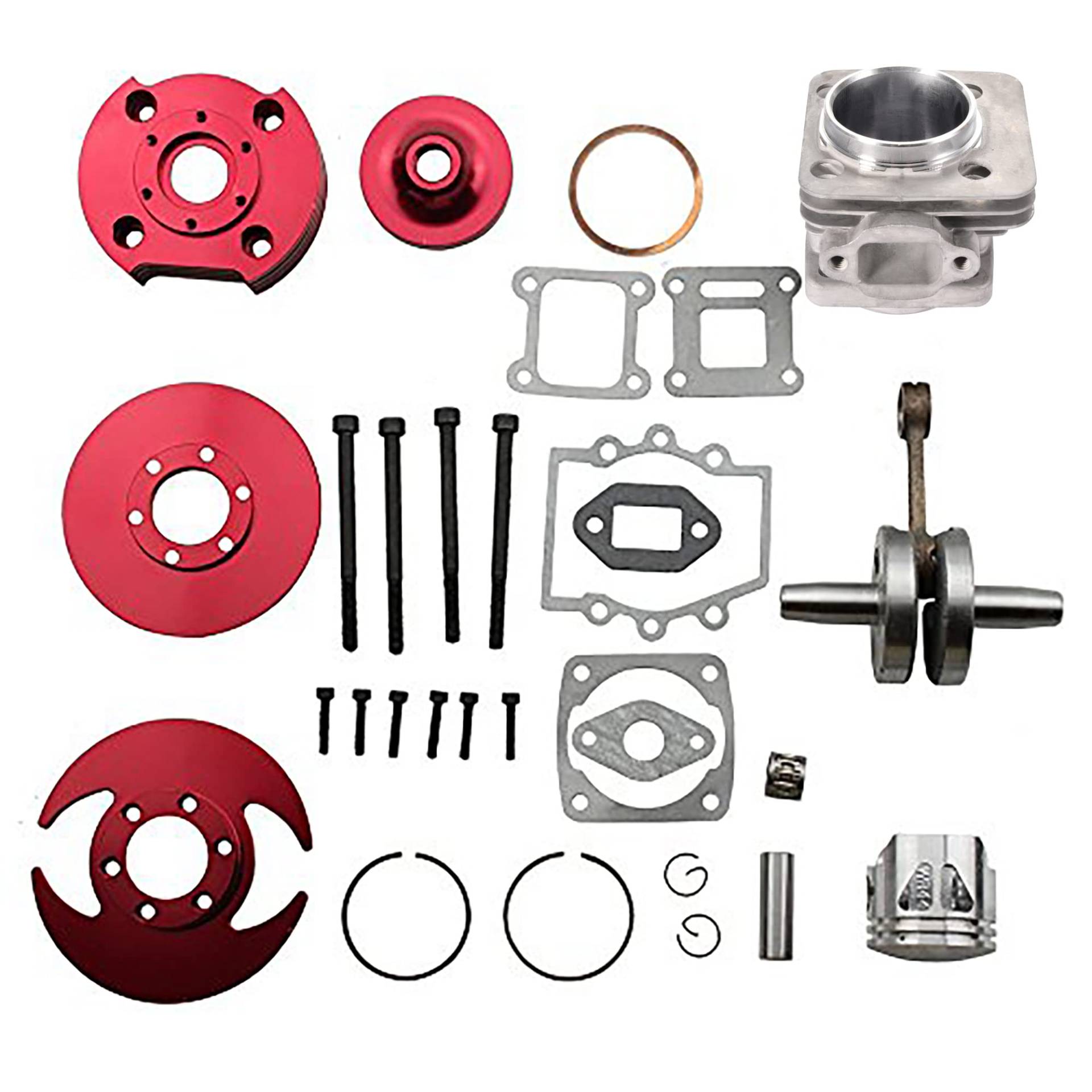 GOOFIT 44mm Big Bore 53cc 54cc Top End Kit Ersatz für 2 Hub 47cc 49cc Motor Mini Quad Pocketbike von GOOFIT