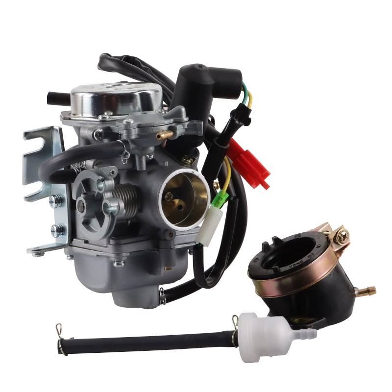 GOOFIT CN250 Vergaser Kraftstofffilter Ansaugstutzen Krümmer Ersatz für Helix CN250 CF250 GT250 Elite CH125 CH150 Hammerhead Jonyer Carter Brother Baja Roketa 250cc Touring Scooter Moped Go Kart von GOOFIT