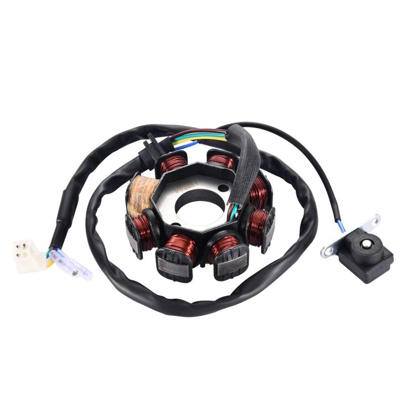 GOOFIT Zündspule 8 polig 5 Drähte Stator Magneto 4-Takt Ersatz für GY6 125CC 150CC QMB152 QMI157 ATV TAOTAO Roller Moped Go Kart Buggy Quad Pit Dirtbike Buyang Sunl von GOOFIT