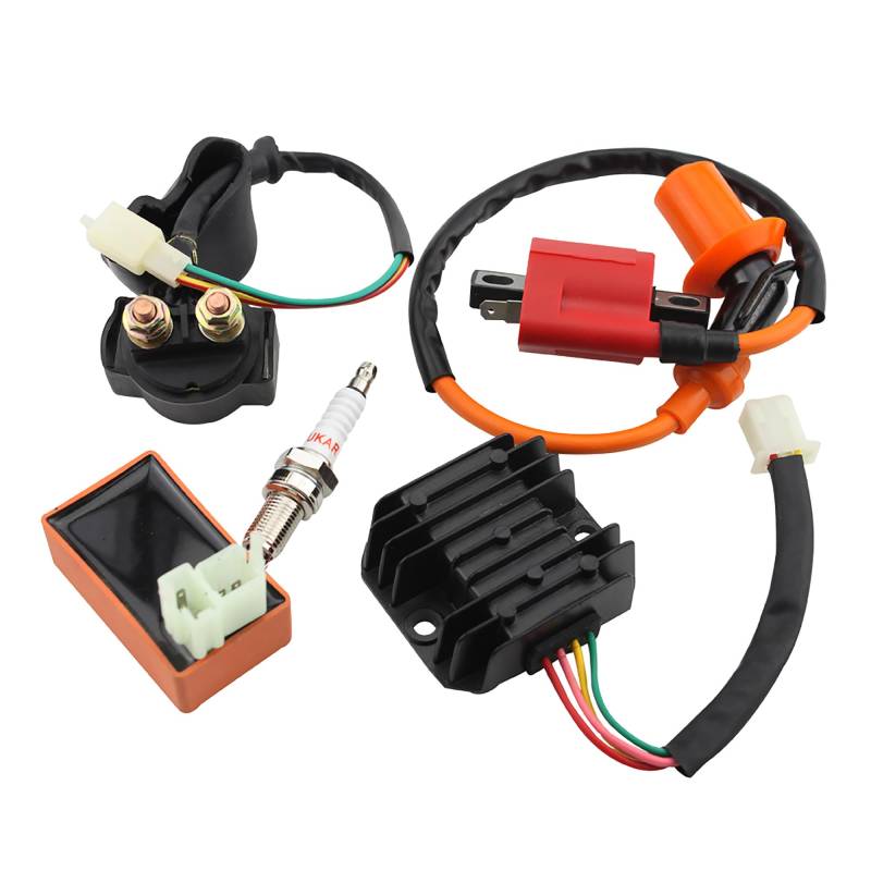 GOOFIT Zündspule Racing AC CDI Zündkerzenstecker Zündkerze Regler Stromrichter Relay Ersatz für 150cc 200cc 250cc ATV Quad Go Kart Moped and Scooter von GOOFIT